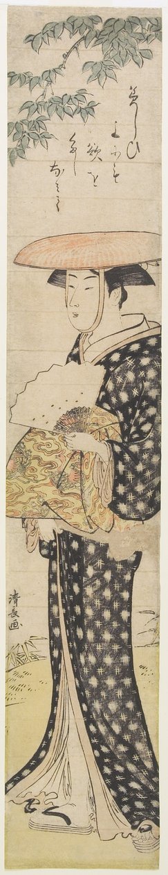 (Žena s kloboukem procházející se pod stromem), 1782 od Torii Kiyonaga