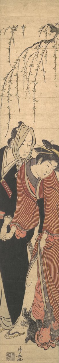Pár milenců si hraje s opicí, 1780. od Torii Kiyonaga