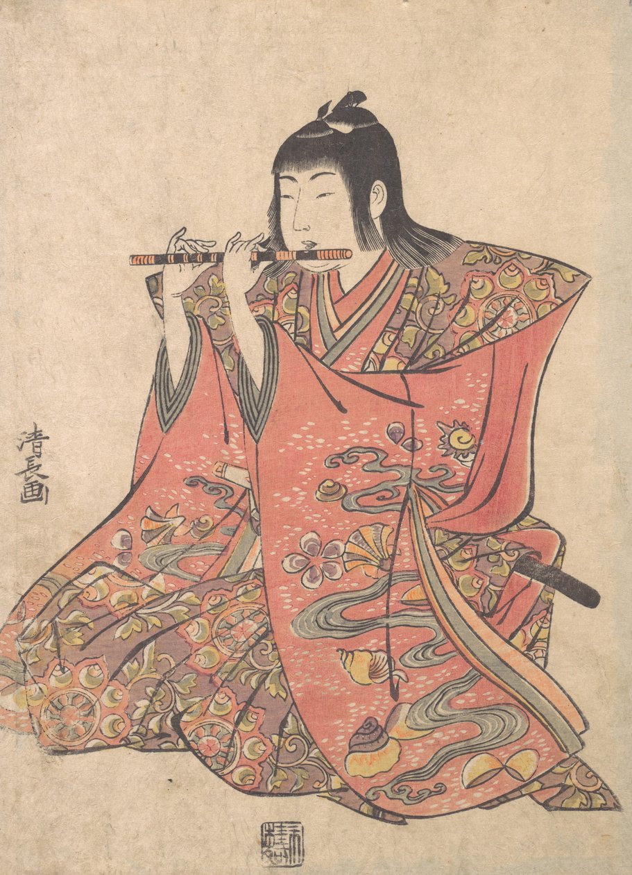 Panenka představující chlapce hrajícího na flétnu, ca. 1780. od Torii Kiyonaga