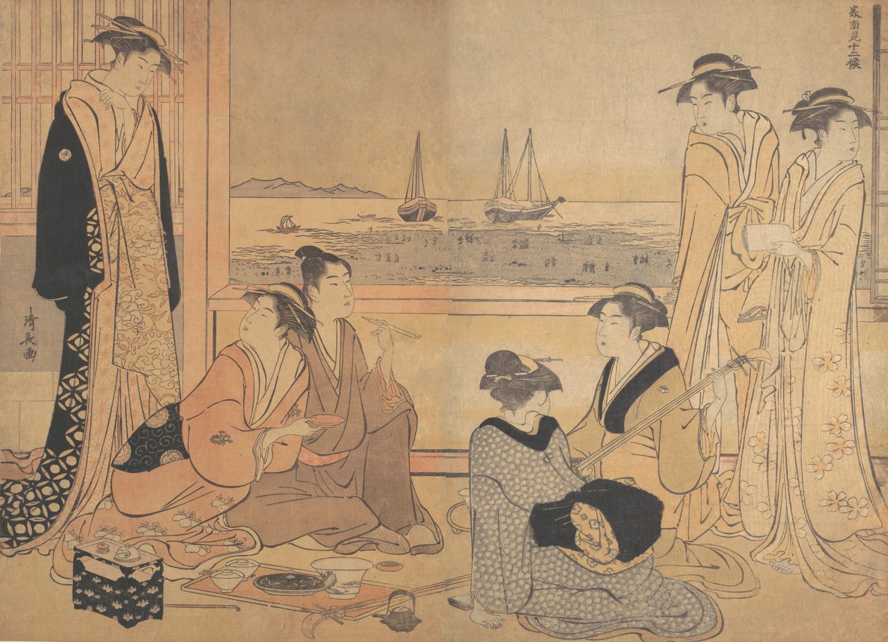 Party of Merrymakers v čajovně v Shinagawa, ca. 1783. od Torii Kiyonaga