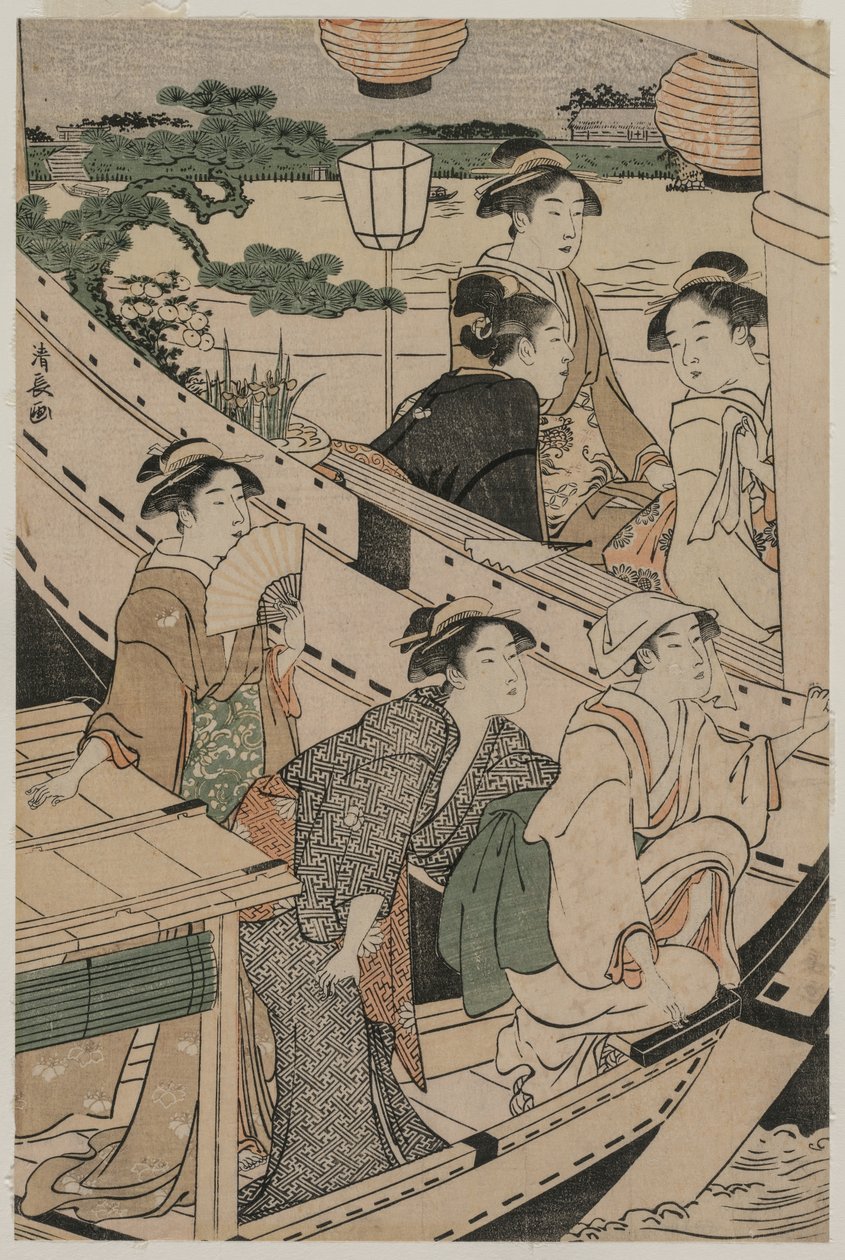 Vodácká párty na řece Sumida od Torii Kiyonaga