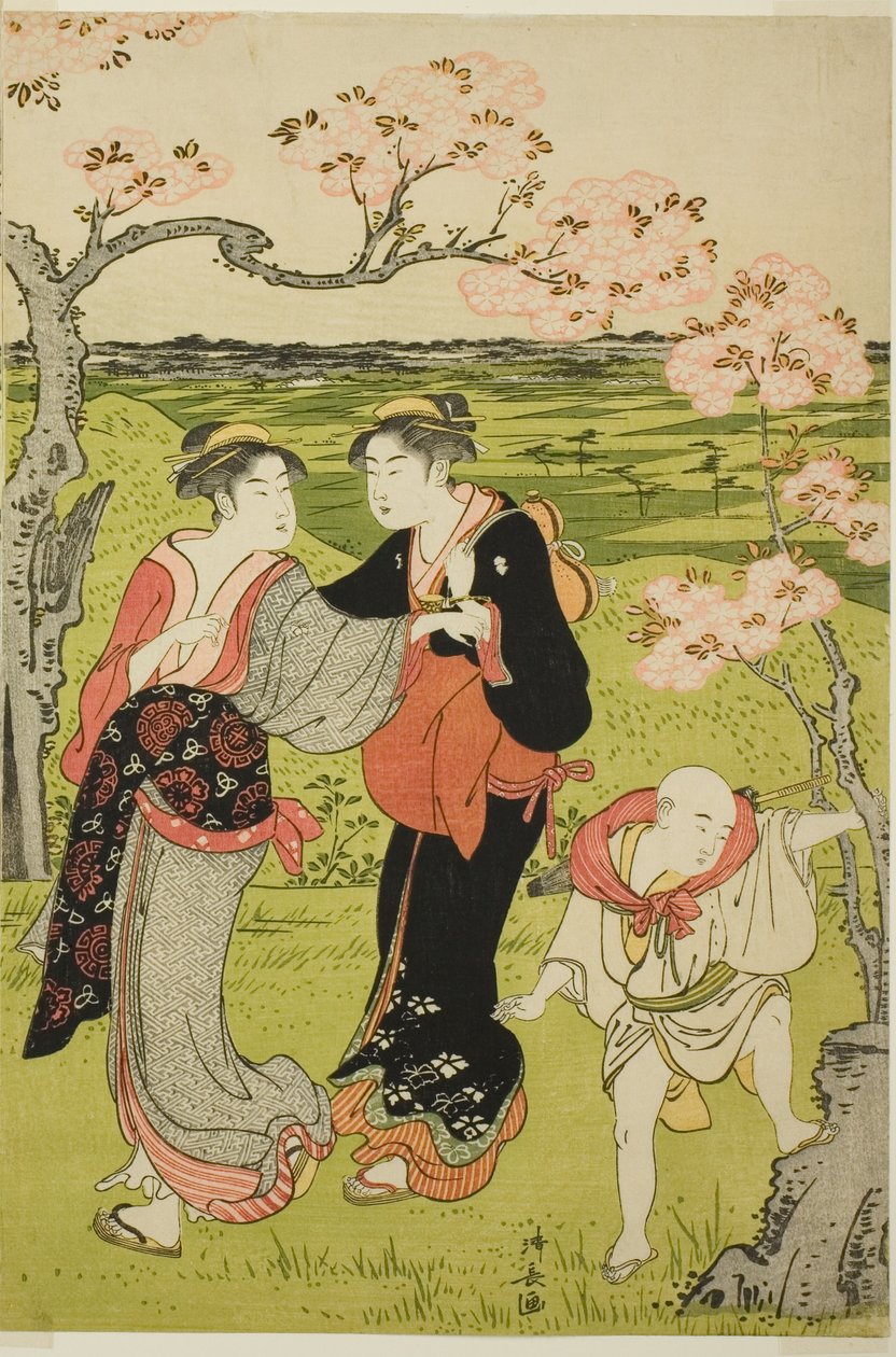 Prohlídka třešňového květu na kopci Asuka od Torii Kiyonaga