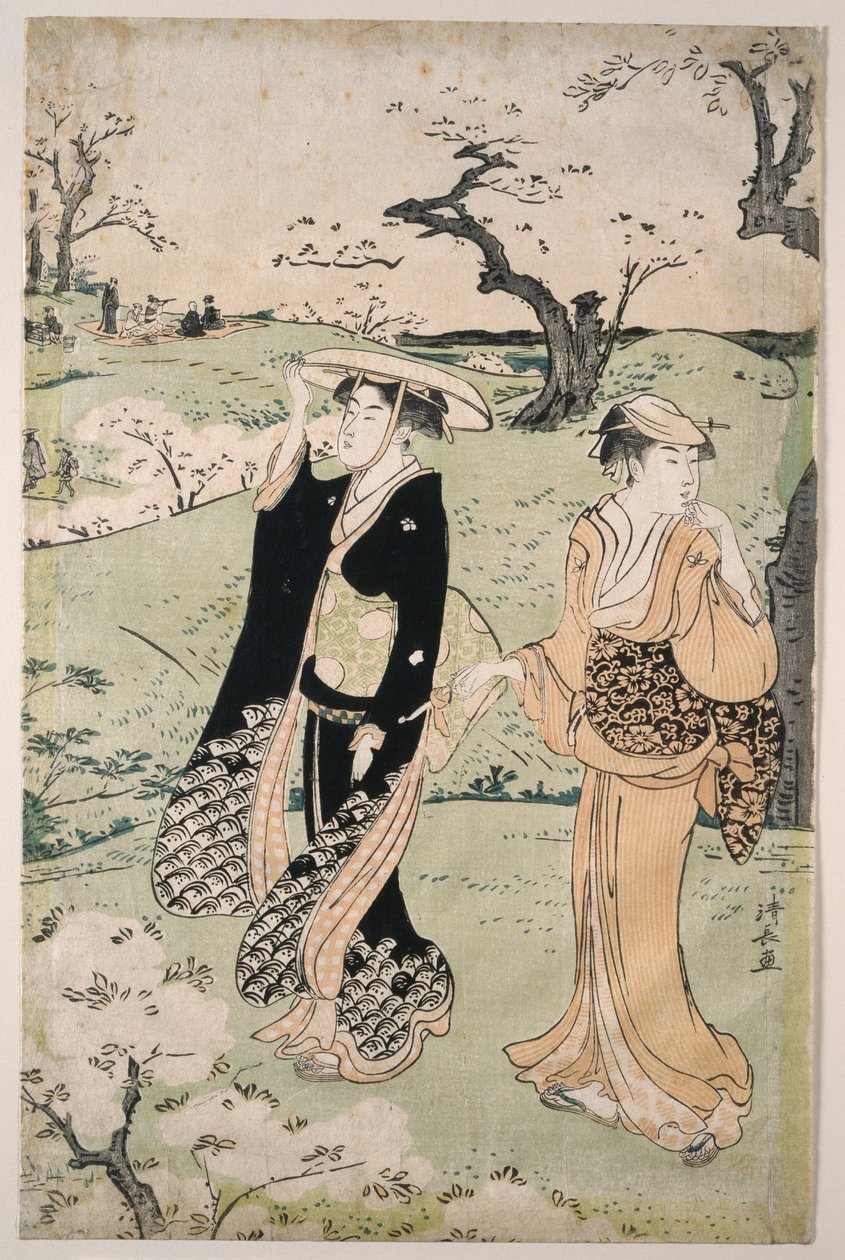 Pozorování třešňových květů na hoře Asuka od Torii Kiyonaga
