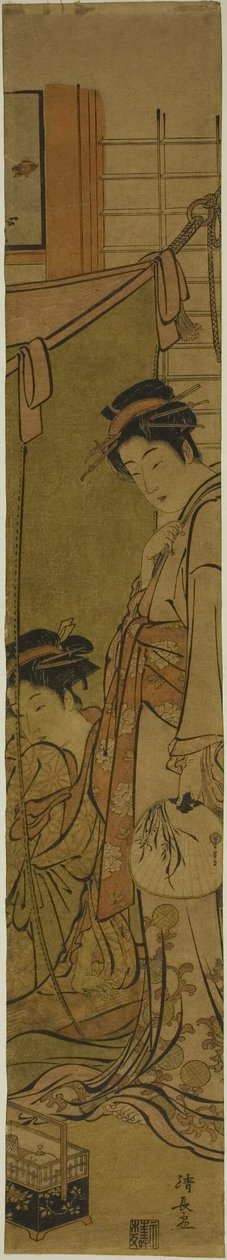 Kurtizány konverzující přes moskytiéru od Torii Kiyonaga