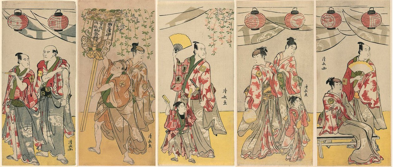 Jedenáct herců slaví festival svatyně bratří Soga od Torii Kiyonaga