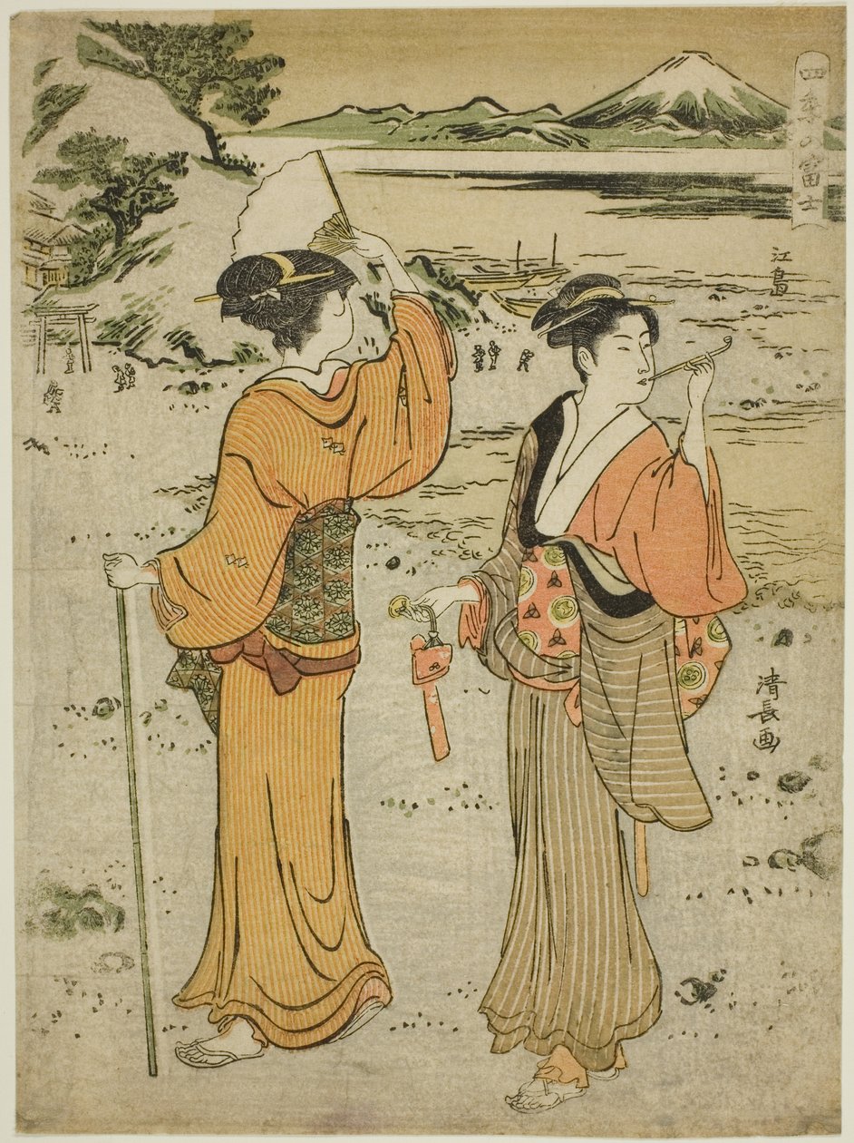 Enoshima, ze série „Mount Fuji in the Four Seasons (Shiki no Fuji)“ od Torii Kiyonaga