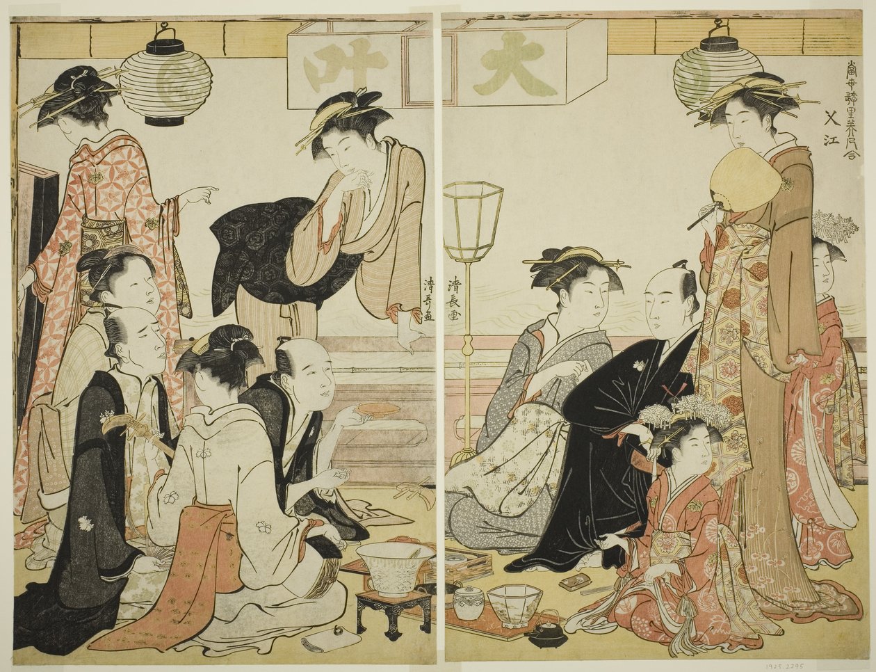 Baviči z Nakazu ze série A Collection of Contemporary Beauties of the Pleasure Quarters od Torii Kiyonaga