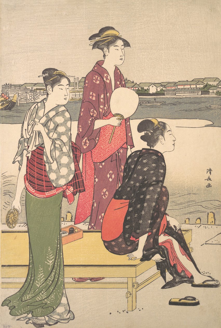 Večer na břehu řeky Sumida. od Torii Kiyonaga