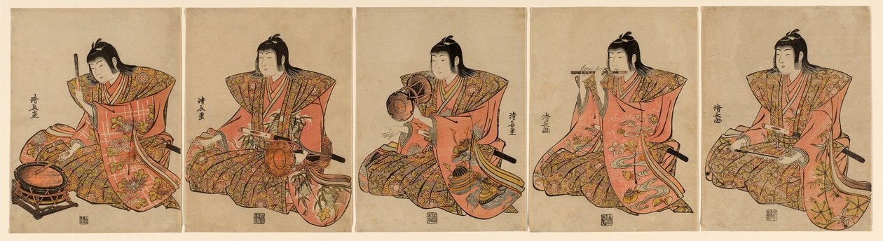 Pět hudebníků (Gonin bayashi) od Torii Kiyonaga