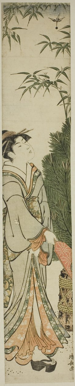 Gejša hrající Battledore a Shuttlecock od Torii Kiyonaga