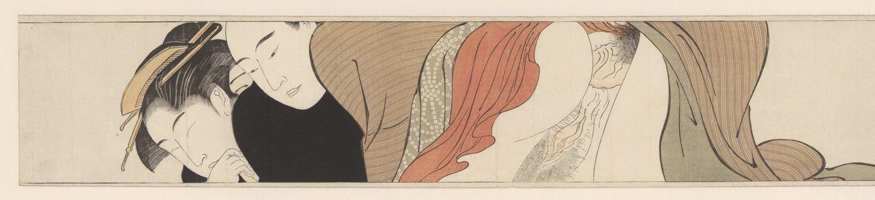 Gejša se zavřenýma očima. Sode no maki (název série) od Torii Kiyonaga