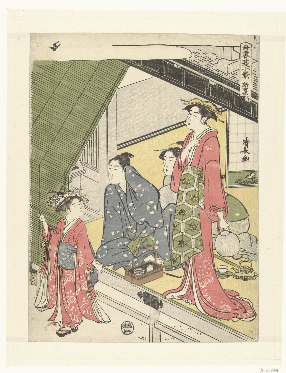 Nový Yoshiwara Shin Yoshiwara (titul na objektu) Deset letních scén ve východním hlavním městě (název série) Azuma natsu jukkei (název série na objektu) od Torii Kiyonaga