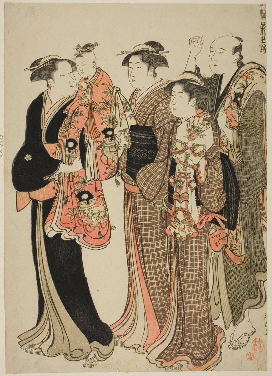 Spona do vlasů, z trikové série s "Ah B filtrace, f air s hand r n man picture rs (Azuma no Nishiki)" od Torii Kiyonaga