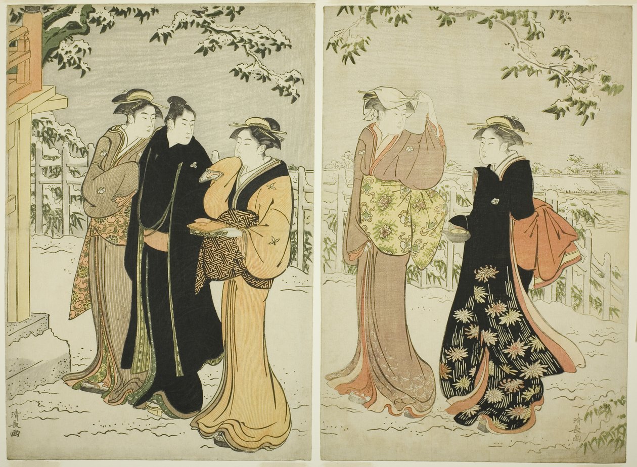 Matsuchi Hill po sněžení od Torii Kiyonaga