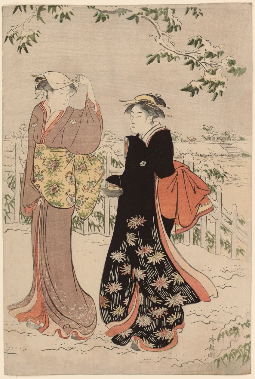 Matsuchi Hill po sněžení od Torii Kiyonaga