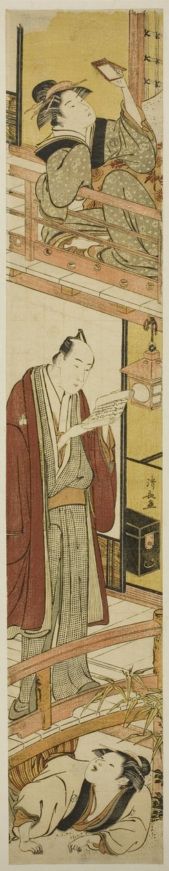 Parodie na akt VII hry "Pokladnice loajálních zadržovatelů (Chushingura)" od Torii Kiyonaga