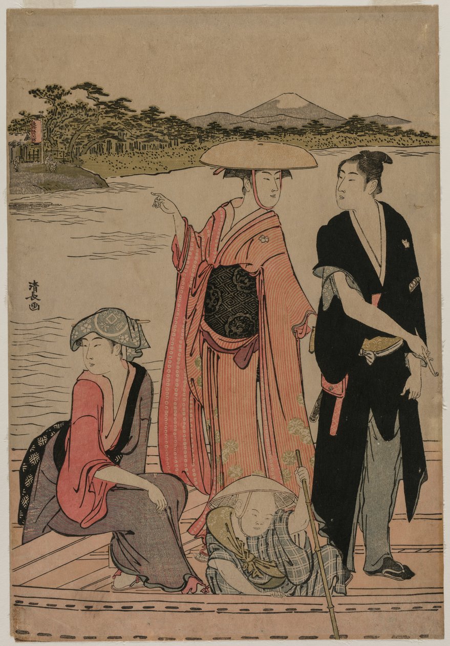 Cestující v trajektu na řece Sumida, 1784. od Torii Kiyonaga