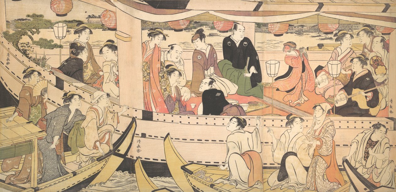 Výletní loď na řece Sumida, ca. 1788-90. od Torii Kiyonaga