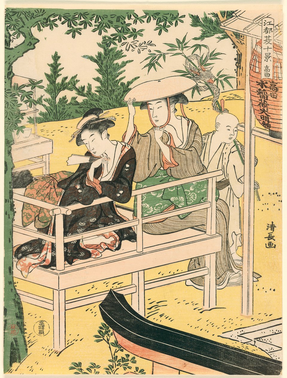 Takata, ze série "Deset letních scén v Edo (Edo natsu jikkei)" od Torii Kiyonaga
