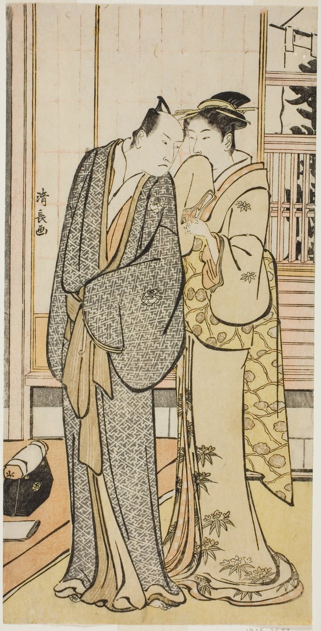 Herec Ichikawa Yaozo III s gejšou, z nepojmenované série grafik zobrazujících herce v soukromém životě od Torii Kiyonaga