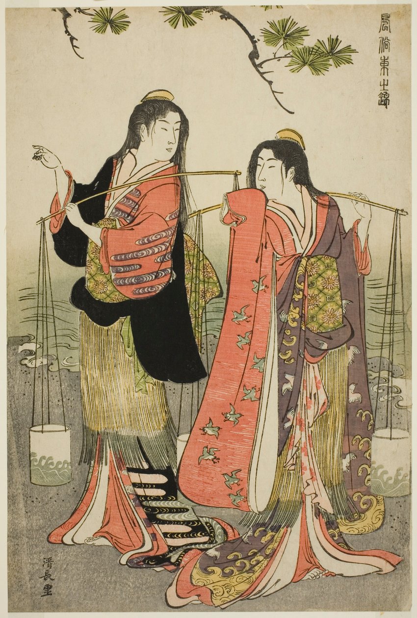 The Brine Maidens of Suma, ze série "Brokád východních mravů (Fuzoku Azuma no nishiki)" od Torii Kiyonaga