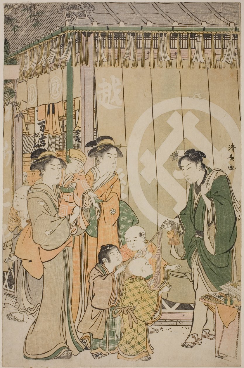 Echigoya na Nový rok od Torii Kiyonaga