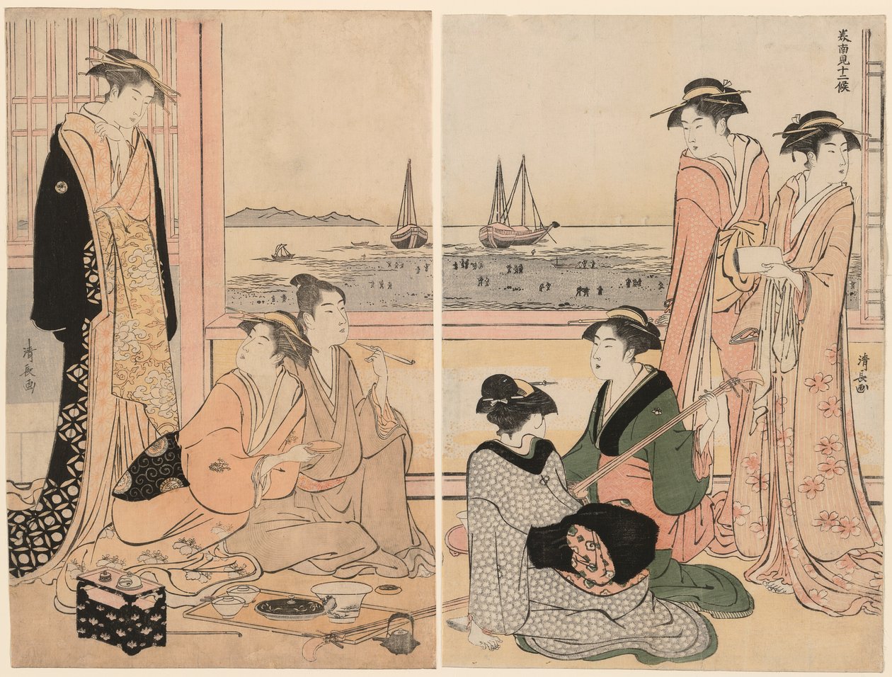Čtvrtý měsíc, ze série „Dvanáct měsíců na jihu (Minami juni ko)“ od Torii Kiyonaga