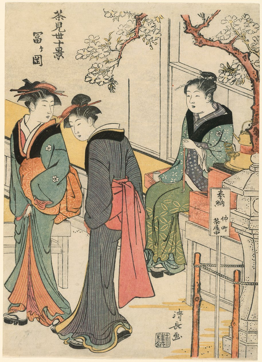 Tomigaoka, ze série "Deset scén čajoven (Chamise jikkei)" od Torii Kiyonaga