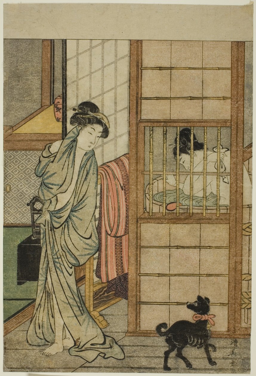 Žena po koupeli, z "Porovnání svůdných krás (Irokurabe enpu sugata)" od Torii Kiyonaga