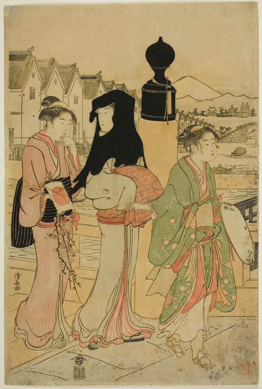 Ženy přes most Nihonbashi od Torii Kiyonaga