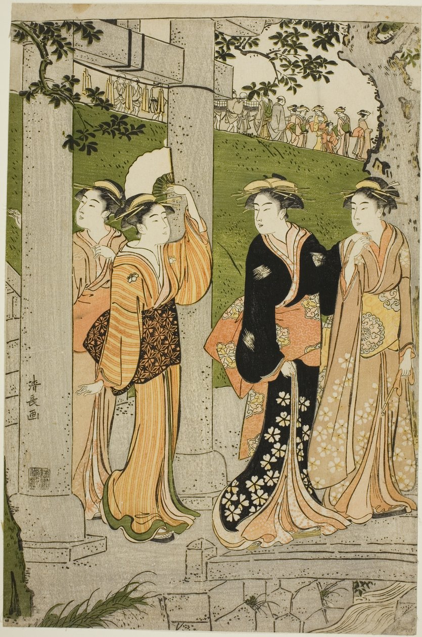 Ženy navštěvující svatyni Mimeguri od Torii Kiyonaga