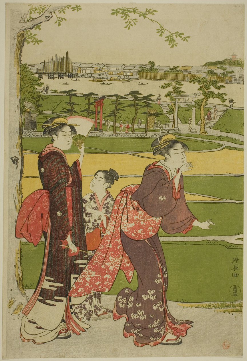 Ženy navštěvující svatyni Mimeguri od Torii Kiyonaga