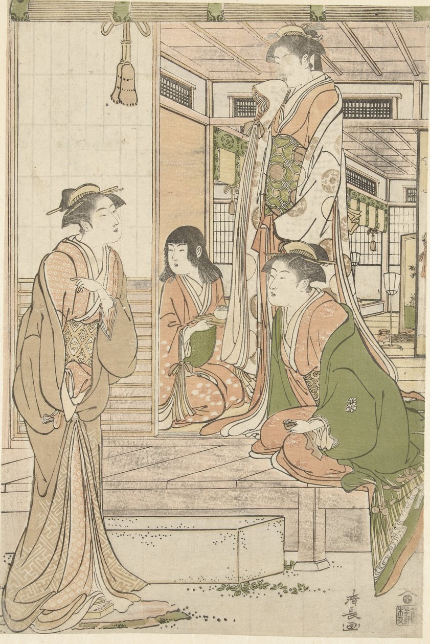 Yoshitsune serenáduje Joruri hime. od Torii Kiyonaga