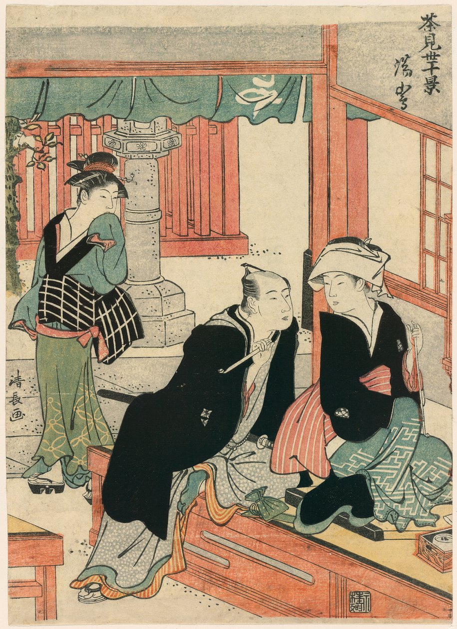 Yushima ze série Scény deseti čajoven (Chamise jikkei) od Torii Kiyonaga