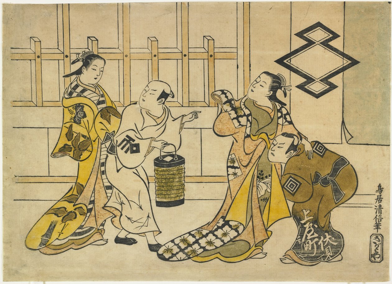 Ichikawa Danju _ Ro_ Dobrý, Fujimura Solder Yu _ Dobrý, Katsuyama Matagoro _, And Sanogawa Mangiku, 1719 od Torii Kiyonobu I Torii Kiyonobu I