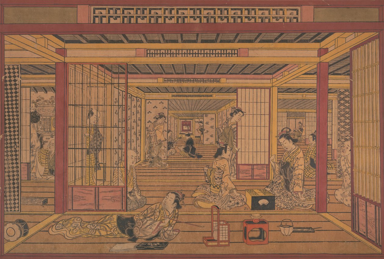 Vnitřní pohled v Yoshiwara, ca. počátek 40. let 18. století. od Torii Kiyotada