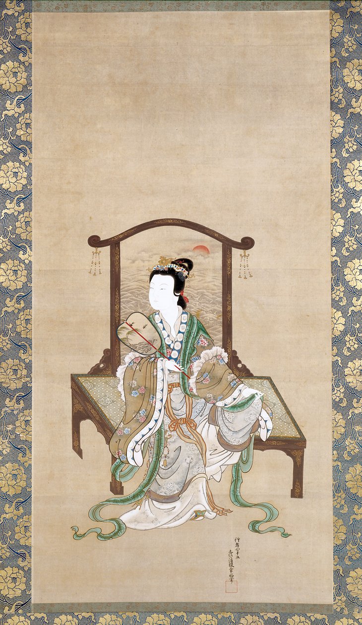 Chinese Beauty, from Chinese Beauty, Phoenix And Peacock (inkoust a barva na hedvábí) od Tosa Mitsuoki