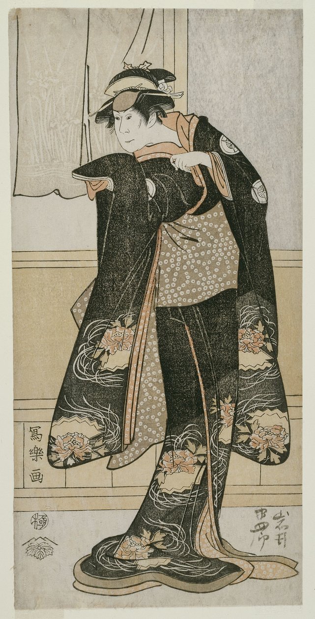 Herec Iwai Hanshiro lV jako Otoma, dcera Ohiny z Inamuragasaki v Kamakuře (Yondai-me Iwai Hanshiro no Kamakura Inamuragasaki no Ohina musume Otoma) od Toshusai Sharaku