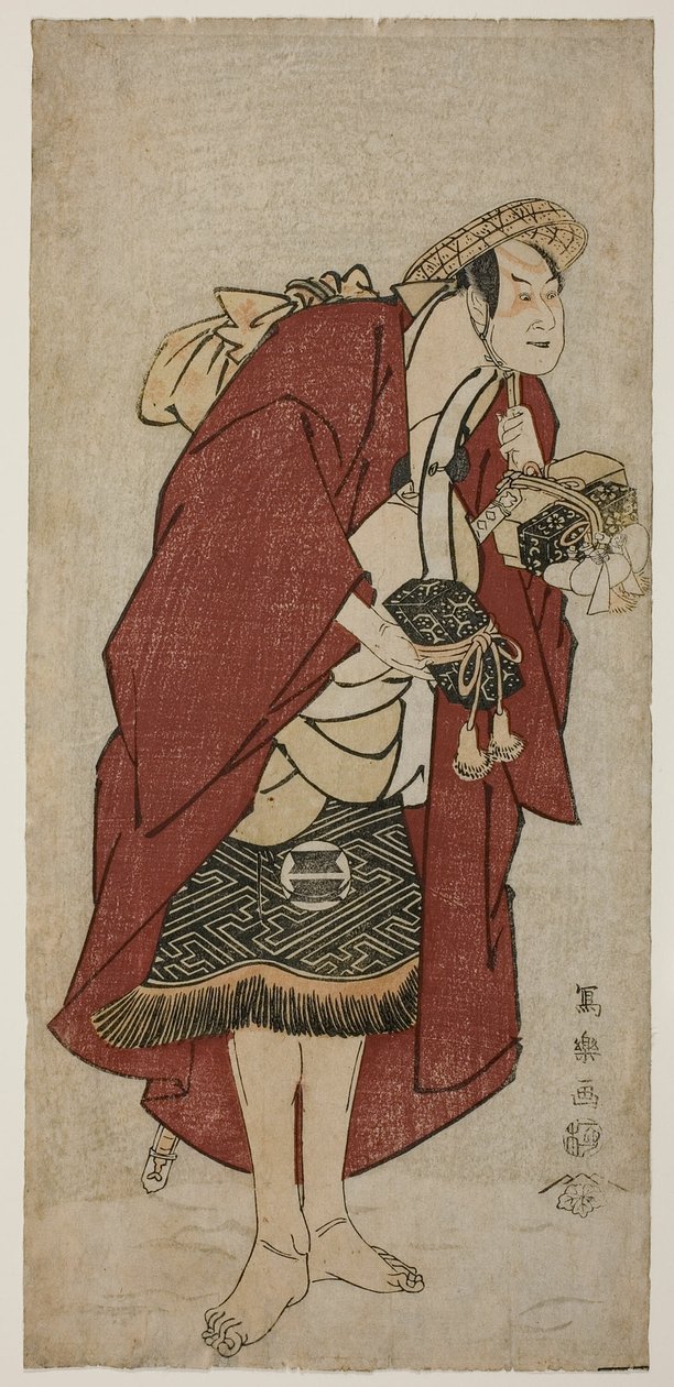 Herec Sakata Hangoro III jako ženich Abumizuri no Iwazo v Koriyamě, ve skutečnosti Kurisaka Taro Tomonori od Toshusai Sharaku