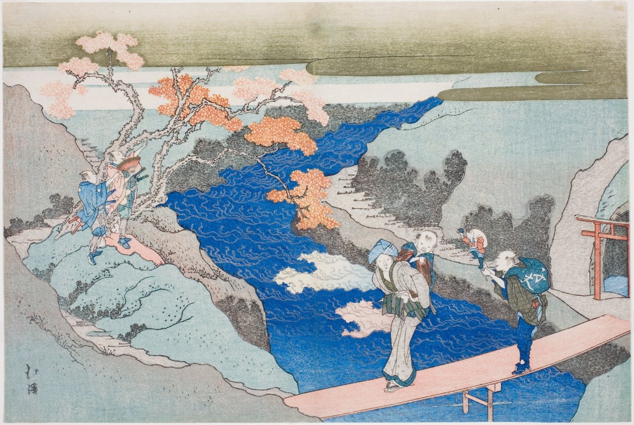 Autumn Maples at Takinogawa River, z alba „The Eternal Waterfall (Tokiwa no taki)“ od Totoya Hokkei