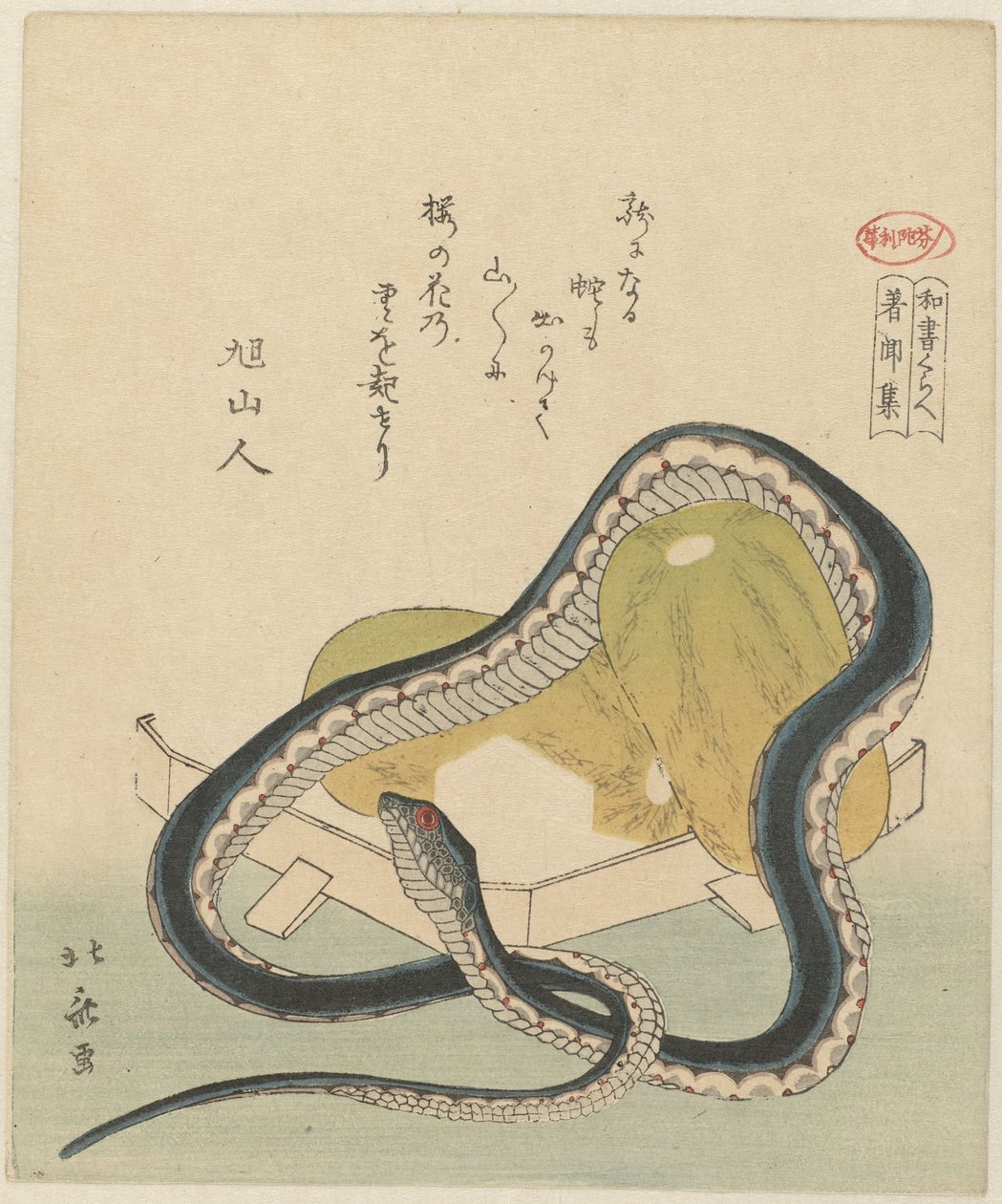 Antologie věcí slyšených, minulých a současných (varianta) Chomonjû (název na objektu) Srovnání japonských spisů (název série) washo kurabe (název série na objektu) od Totoya Hokkei
