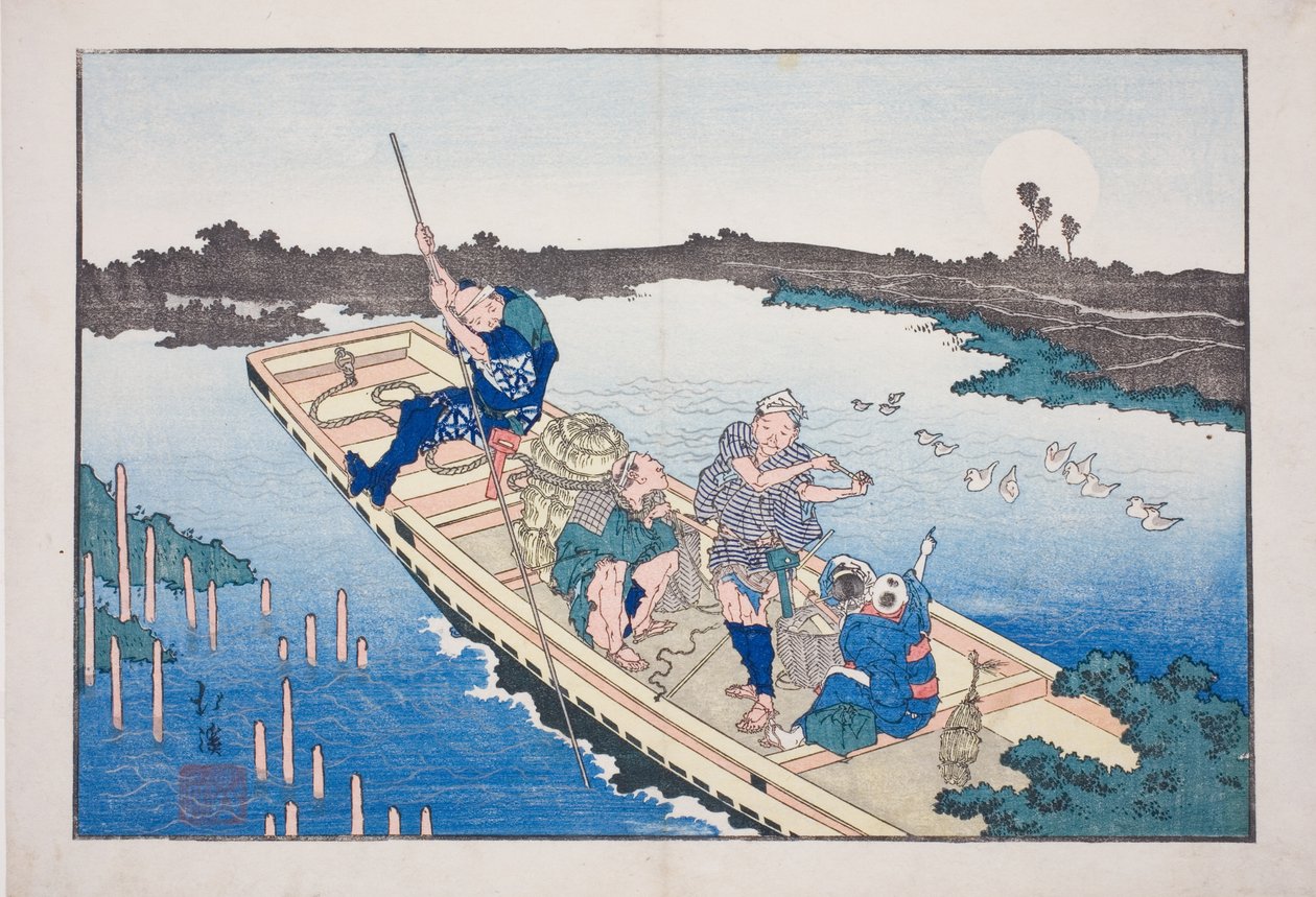 Trajekt přes řeku Sumida, z alba „Friends of the Three Capitals (Santo no tomoe)“ od Totoya Hokkei