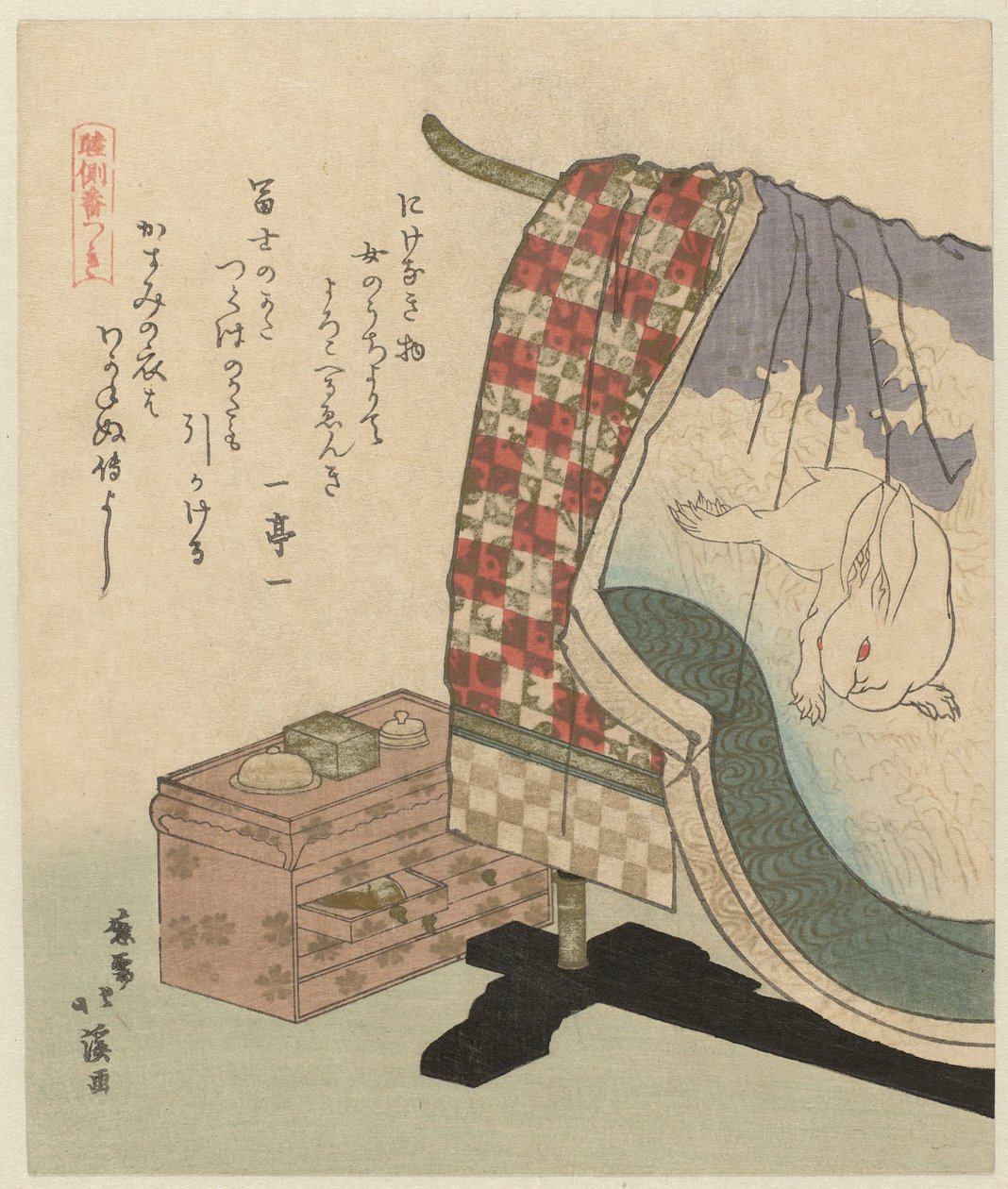 Kimono s králíkem Kniha polštářů (název série) Makura no soshi (název série na objektu) od Totoya Hokkei