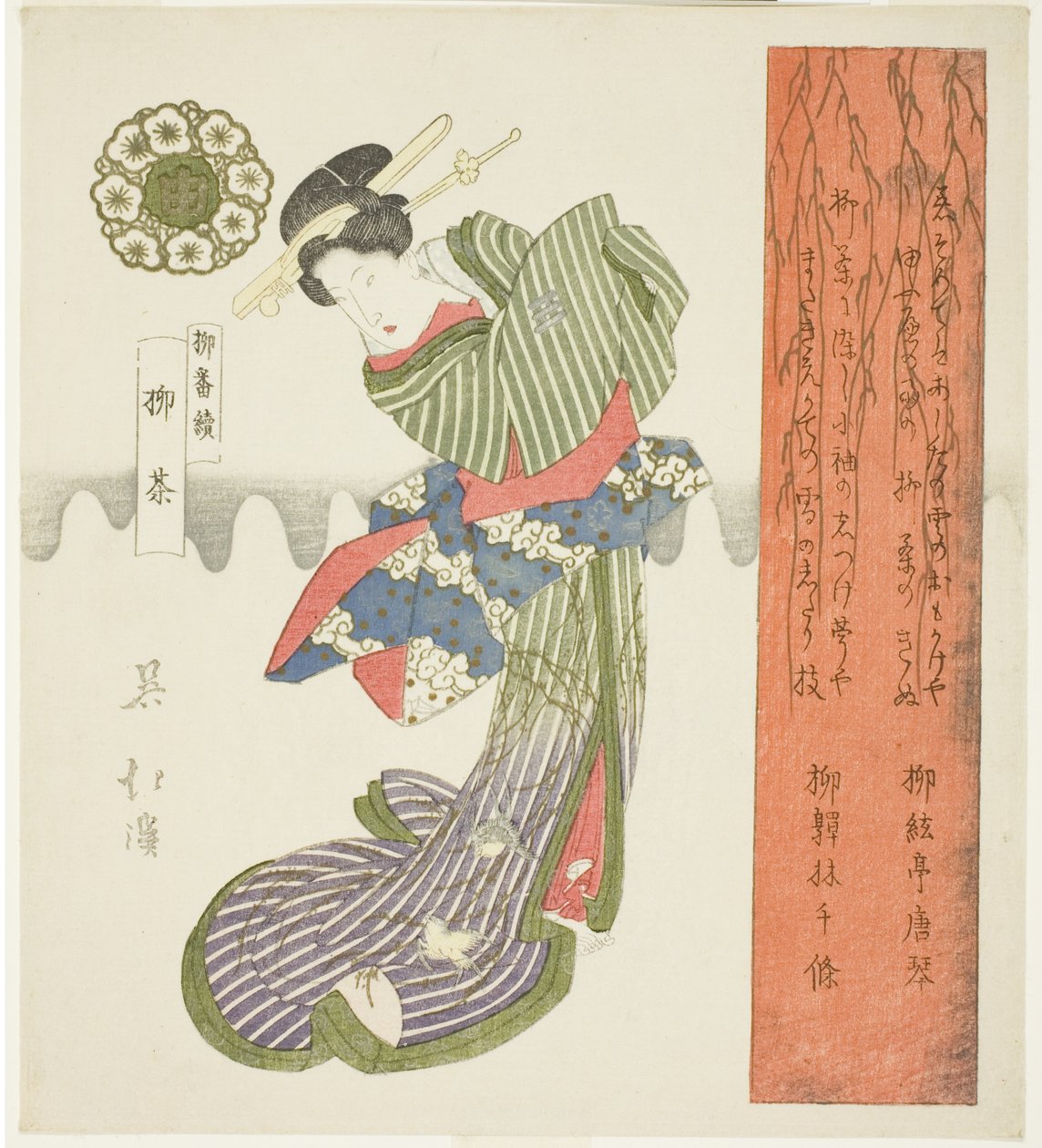 Willow Tea (Yanagicha), ze série "A Series of Willows (Yanagi bantsuzuki)" od Totoya Hokkei