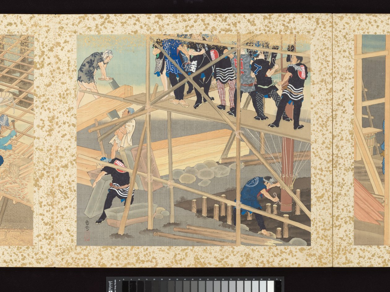 Řemeslníci, krásy a výroční akce od Toyohara Kunichika