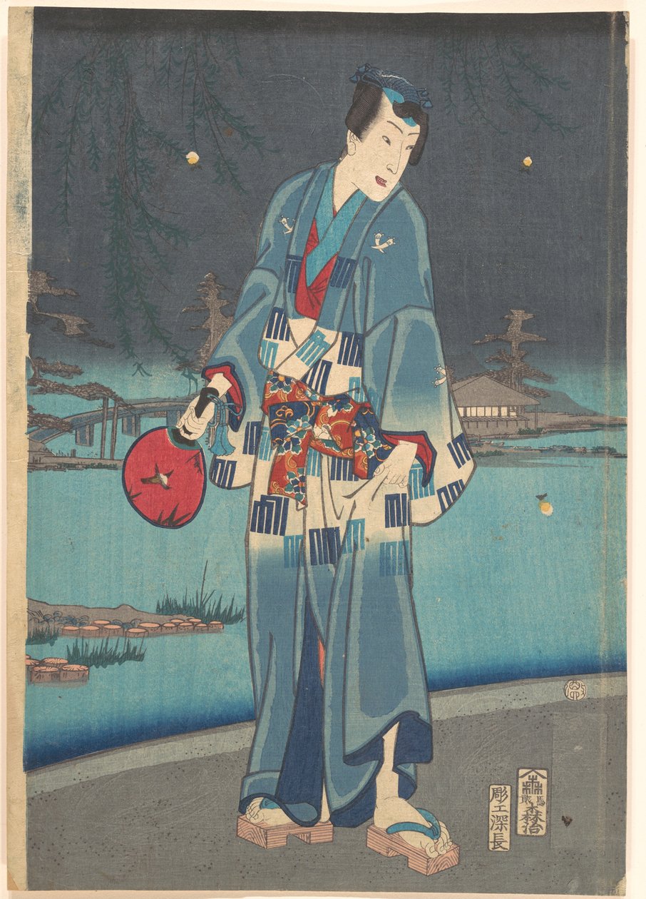 Moderní Genji - Pozorování světlušek (Imayō Genji Shiken Hotaru Asobi) od Toyohara Kunichika