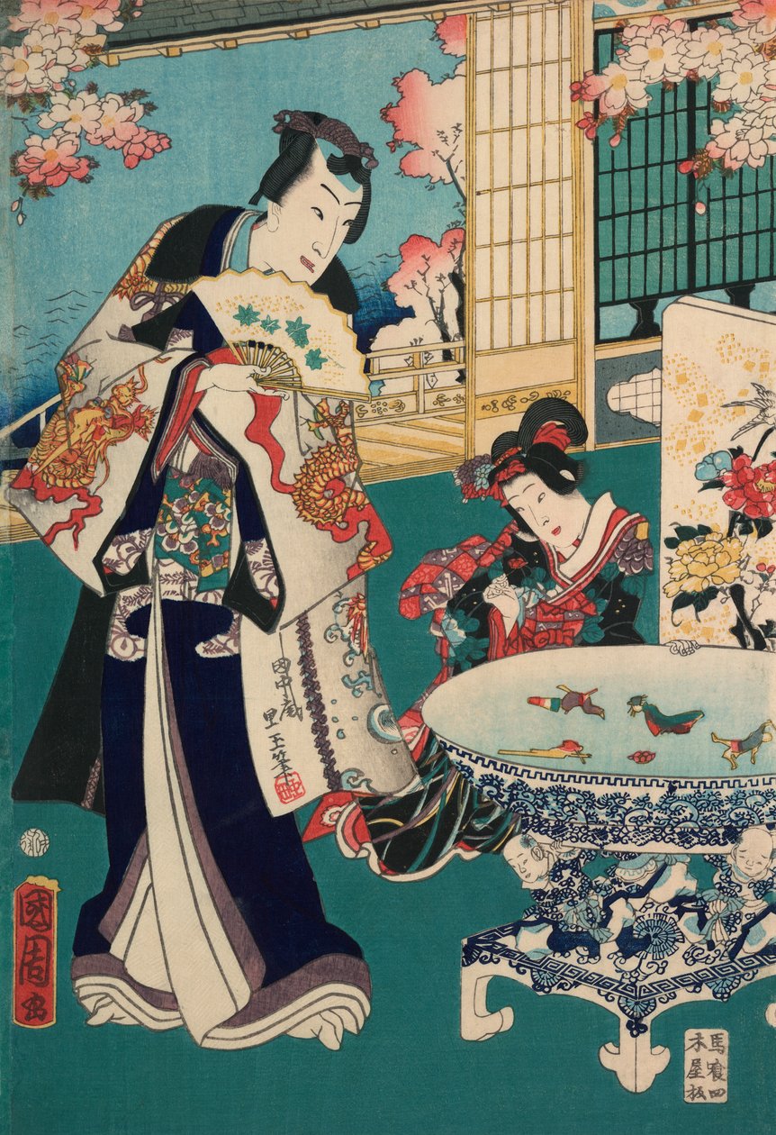 Jarní výlet ve vile Diptych: Muž v interiéru od Toyohara Kunichika