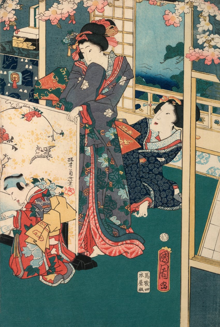 Jarní výlet ve vile Diptych: Ženy v interiéru od Toyohara Kunichika