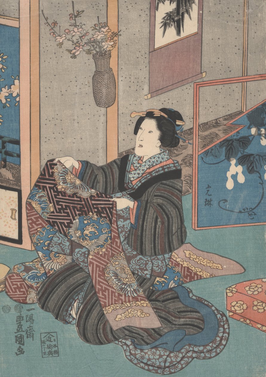Dáma držící obi od Utagawa Toyokuni