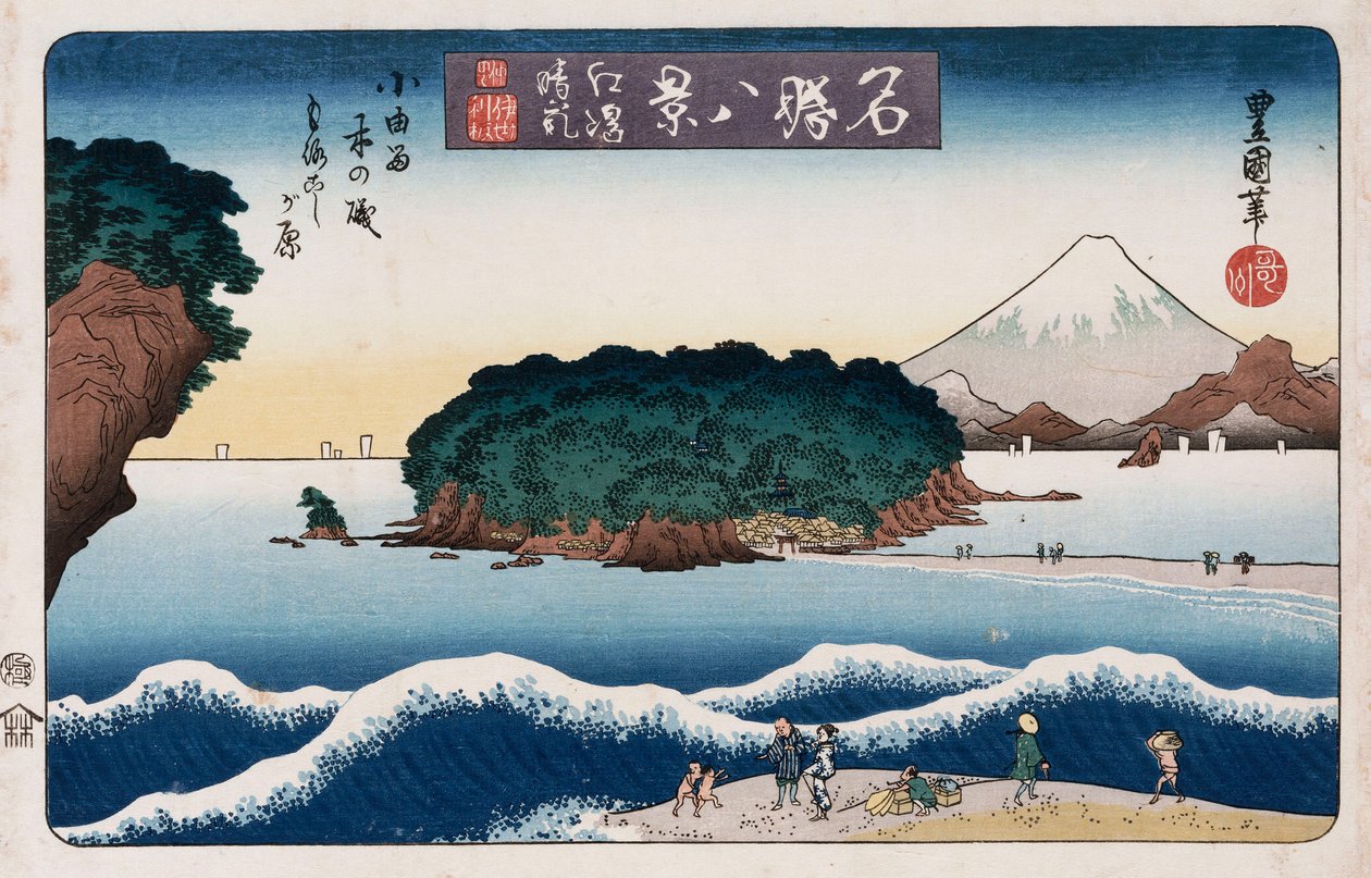 „Čistící počasí, Enoshima“, ze série „Osm pohledů na známá místa“ od Toyokuni II